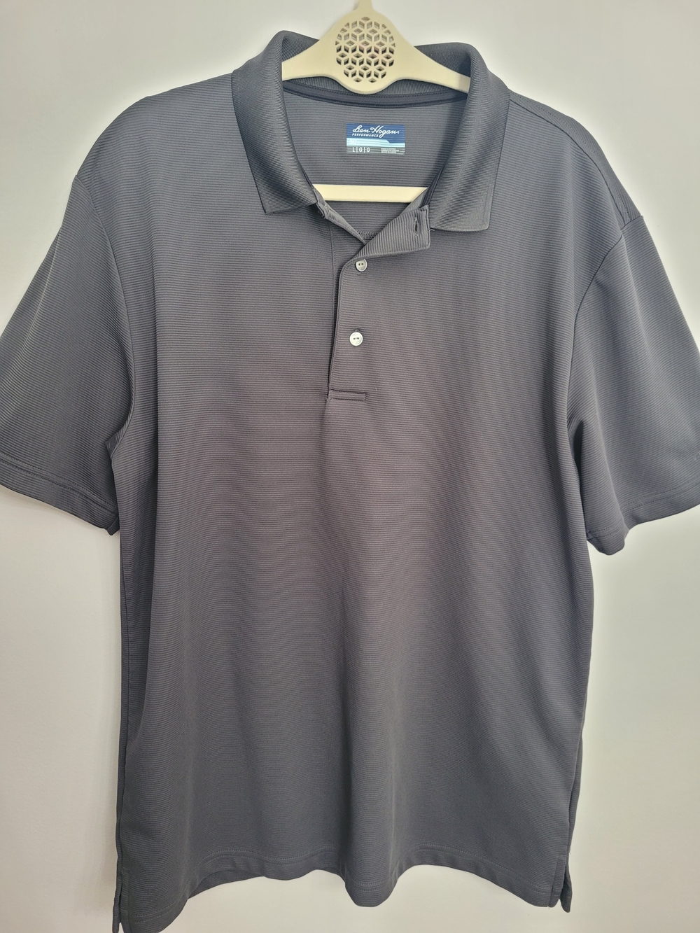 Ben Hogan Performance Men's L Solid Gray Polo Shirt Short Sleeve Logo